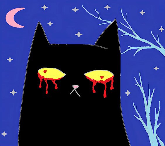 Картина Маринетт Мортем: Портрет черной кошки: Тайна ночи