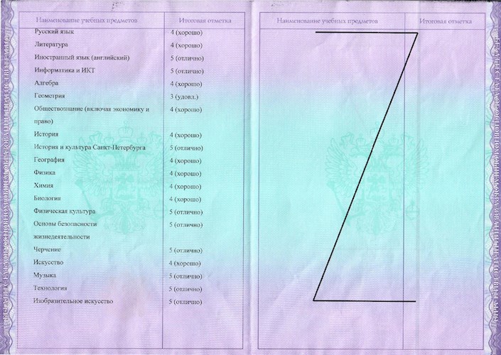 Аттестат за 9 класс режиссера и художницы Маринетт Мортем