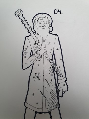 Картина Маринетт Мортем: Дед Мороз с Посохом Inktober - 4