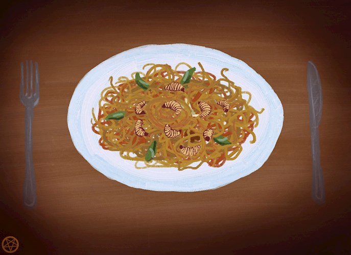 Экзотический вкус Маринетт Мортем и ее шедевр с личинками