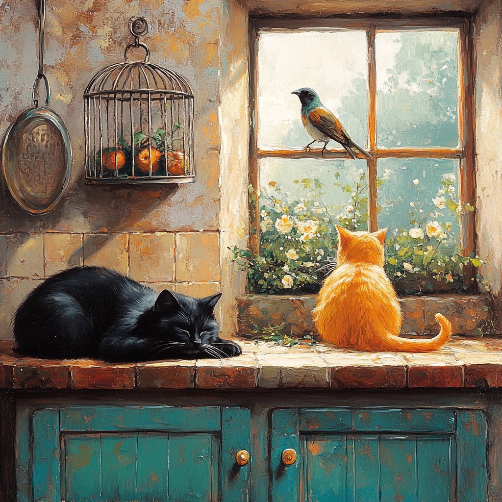 Черный рыжий и щегол