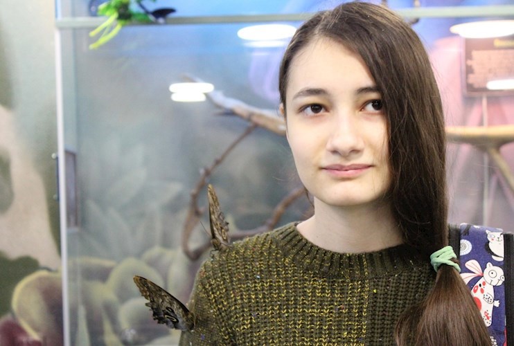 Маринетт Мортем в музее бабочек