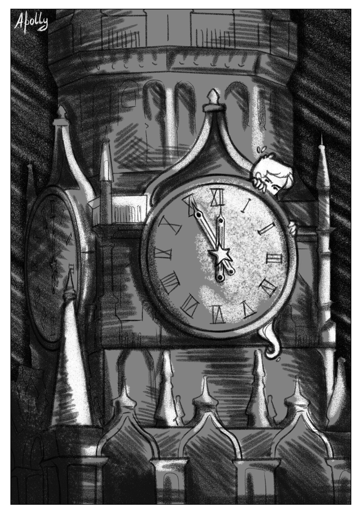 Бьют часы на Спасской башне