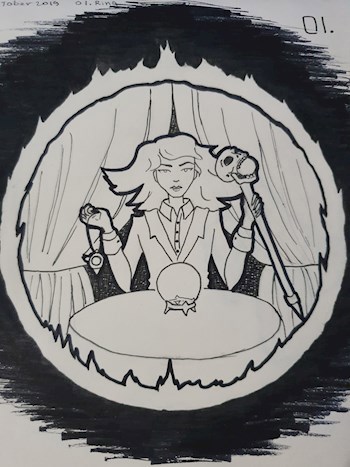 Картина Маринетт Мортем: Магия и Тайны. Inktober - 1