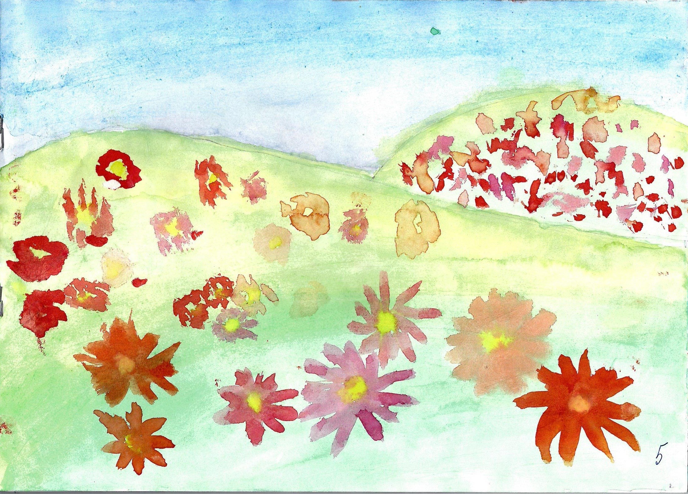 Акварель Маринетт Мортем &#171;Цветочные холмы&#187;