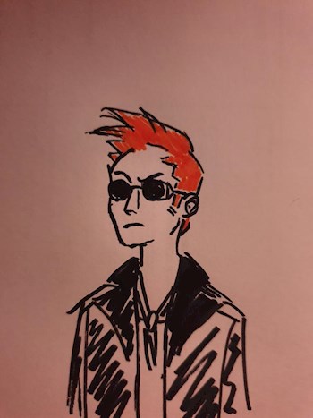 Портрет Кроули из &quot;Благих знамений&quot; работы Маринетт Мортем